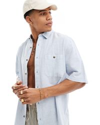 ASOS - Relaxed Linen Blend Shirt With Square Collar - Lyst