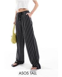 ASOS - Tall Wide Leg Pull On Pants With Linen - Lyst