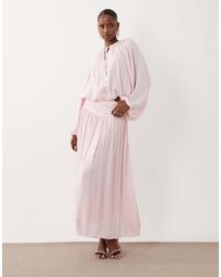 Gina Tricot - Dropped Waist Pleated Maxi Skirt - Lyst