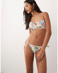 Accessorize - Postcard Print Tieside Bikini Bottom - Lyst