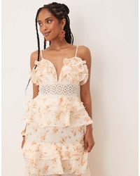 True Decadence - Tiered Ruffle V-Neck Maxi Dress - Lyst