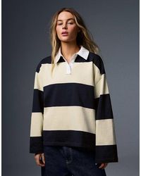 Bershka - Long Sleeve Striped Polo Shirt - Lyst