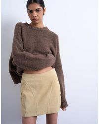 TOPSHOP - Real Suede Pelmet Mini Skirt - Lyst