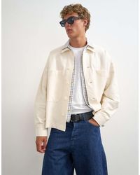 TOPMAN - Oversized Fit Twill Jersey Shacket - Lyst