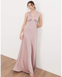 Maya - Sleeveless V Neck Satin Maxi Dress - Lyst