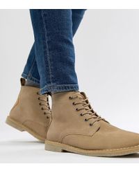 asos design desert boots in tan leather with suede detail