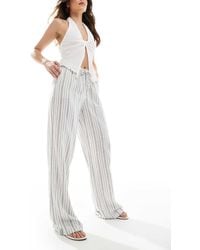Stradivarius - Linen Blend Pull On Crinkle Pants - Lyst