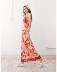 Reclaimed (vintage) - Maxi Cami Slip Dress With Lace Trims - Lyst