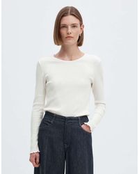 SELECTED - Anna Ribbed Denim Slim Fit Crew Neck Long Sleeve Top - Lyst