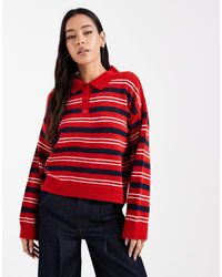 ASOS - Knit Fluffy Rugby Top - Lyst