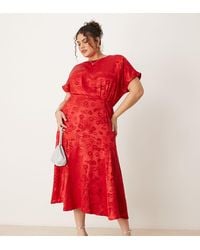 Never Fully Dressed - Midaxi Jurk Van Satijn Met Reliëf - Lyst