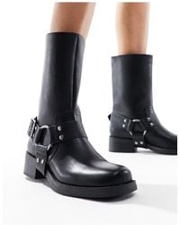 Pull&Bear - Buckle Detail Calf Length Boots - Lyst