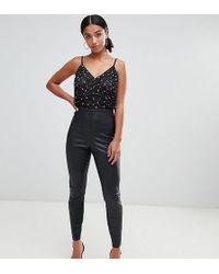 ASOS Sprayon-Hose im Leder-Look - Schwarz