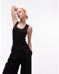 ASOS - Top Sin Mangas Con Cuello Ancho Y Ribetes Gruesos De Canalé De - Lyst