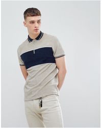 ASOS - Polo Shirt With Cut And Sew Body Panel And Zip Neck - Lyst