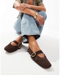 ASOS - Luxe Premium Leather Mary Jane Ballet Flats - Lyst