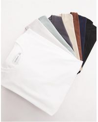 TOPMAN - Confezione da 10 t-shirt classiche nera, bianca, blu navy, antracite, salvia, pietra, marrone e grigio chiaro - Lyst