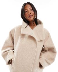 ASOS - Chaqueta Extragrande Con Cuello Alzado De Tejido Cálido De Asos Design Petite-Gris - Lyst
