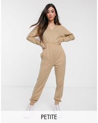 Missguided Бежевый Комбинезон С Разрезом - Естественный