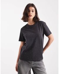 ONLY - Boxy T-Shirt With Rhinestones - Lyst