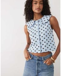 Miss Selfridge - Peter Pan Collar Button Through Tank - Lyst