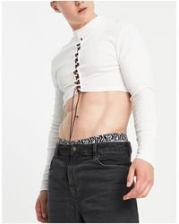 ASOS - Long Sleeve T-shirt With Turtle Neck And Lacing - Lyst