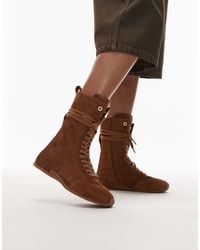 Bronx - Baskets style boxe à lacets en daim - fauve - Lyst