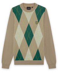 Lyle & Scott - Mid Knits Argyle Knitted Crew Neck Jumper - Lyst