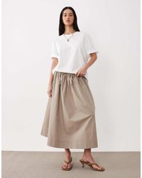 ASOS - Maxi Cirkelrok Van Popeline Met Gestrikte Taille - Lyst