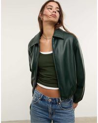 Stradivarius - Faux Leather Quilted Bomber Jacket - Lyst