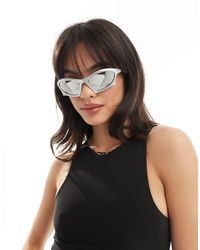 Pieces - Wrap Around Visor Sunglasses With Mirror Lens - Lyst