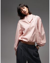 ASOS - Poplin Tie Neck Blouse - Lyst