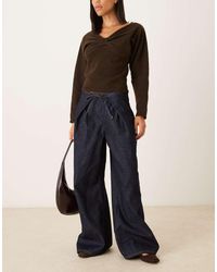 ASOS - Vaqueros Azul Añil Con Detalle Plegado Y Lazada En La Cintura De - Lyst