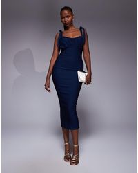 Vesper - Ruched Bust Bodycon Midaxi Dress - Lyst