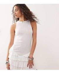 Collusion - Pointelle Micro Mini Frill Dress With Contrast Bow - Lyst