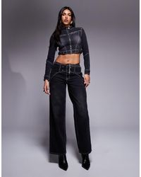 Liquor N Poker - Buckle Detail Baggy Jean With Contrast Stitch Detail - Lyst