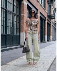Lioness - Dynasty Wide Belt Detail Barrel Leg Jeans - Lyst