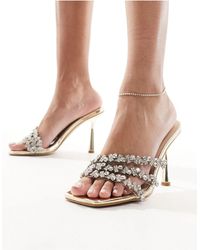 SIMMI - Simmi London Messina Embellished Strappy Heeled Mule Sandals - Lyst
