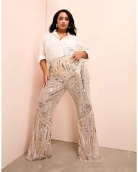 ASOS - Curve Embellished Flared Trousers - Lyst