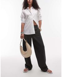 TOPSHOP - Pantaloni Affusolati A Palloncino Antracite A Vita Medio Alta Con Girovita Minimal - Lyst