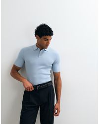 ASOS - Essential Muscle-Fit Fine-Rib Knit Polo - Lyst