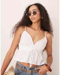 ASOS - Top Estilo Babydoll De Tirantes Finos Con Bordado Inglés De - Lyst