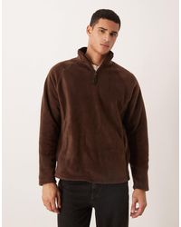 ASOS - Sweat décontracté en polaire à col cheminée zippé - marron clair - Lyst