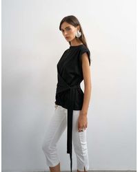 TOPSHOP - Wrap Detail Cap Sleeve Top - Lyst