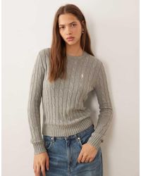 Polo Ralph Lauren - Gebreide Trui Van Katoen Met Kabels En Icoonlogo - Lyst