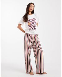 Threadbare - – kurzärmliger pyjama mit käse-print und bunt gestreifter hose - Lyst