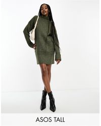 ASOS - Asos Design Tall Knitted Jumper Mini Dress With High Neck - Lyst