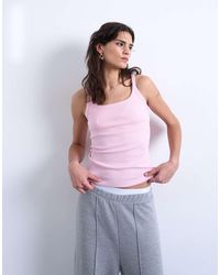 TOPSHOP - Skinny Strap Scoop Rib Vest - Lyst