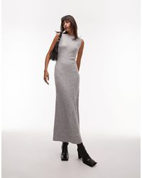 TOPSHOP - Knitted Sleeveless Midi Dress - Lyst