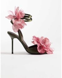 ASOS - Nigella Oversized Flower Detailing Tie Leg High Heel Sandals - Lyst